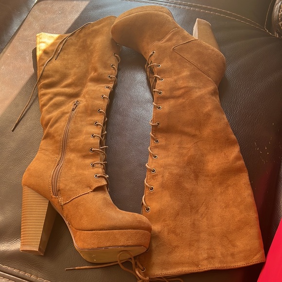 Just fab holli whiskey suede boots lace up - Picture 2 of 5